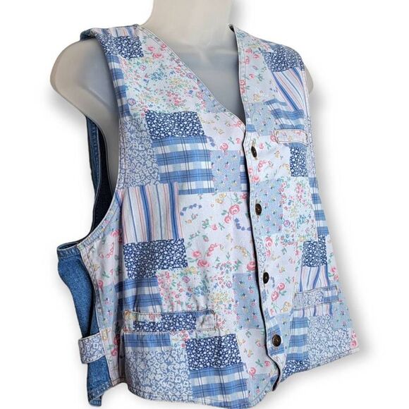 Dreams Vintage 90s Denim Patchwork Vest size Medium - Picture 6 of 6